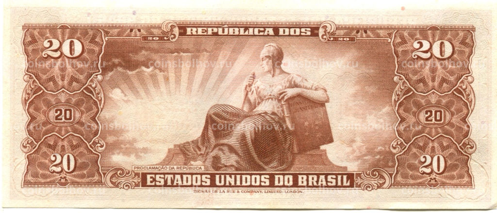 Банкнота 20 крузейро 1955 года Бразилия