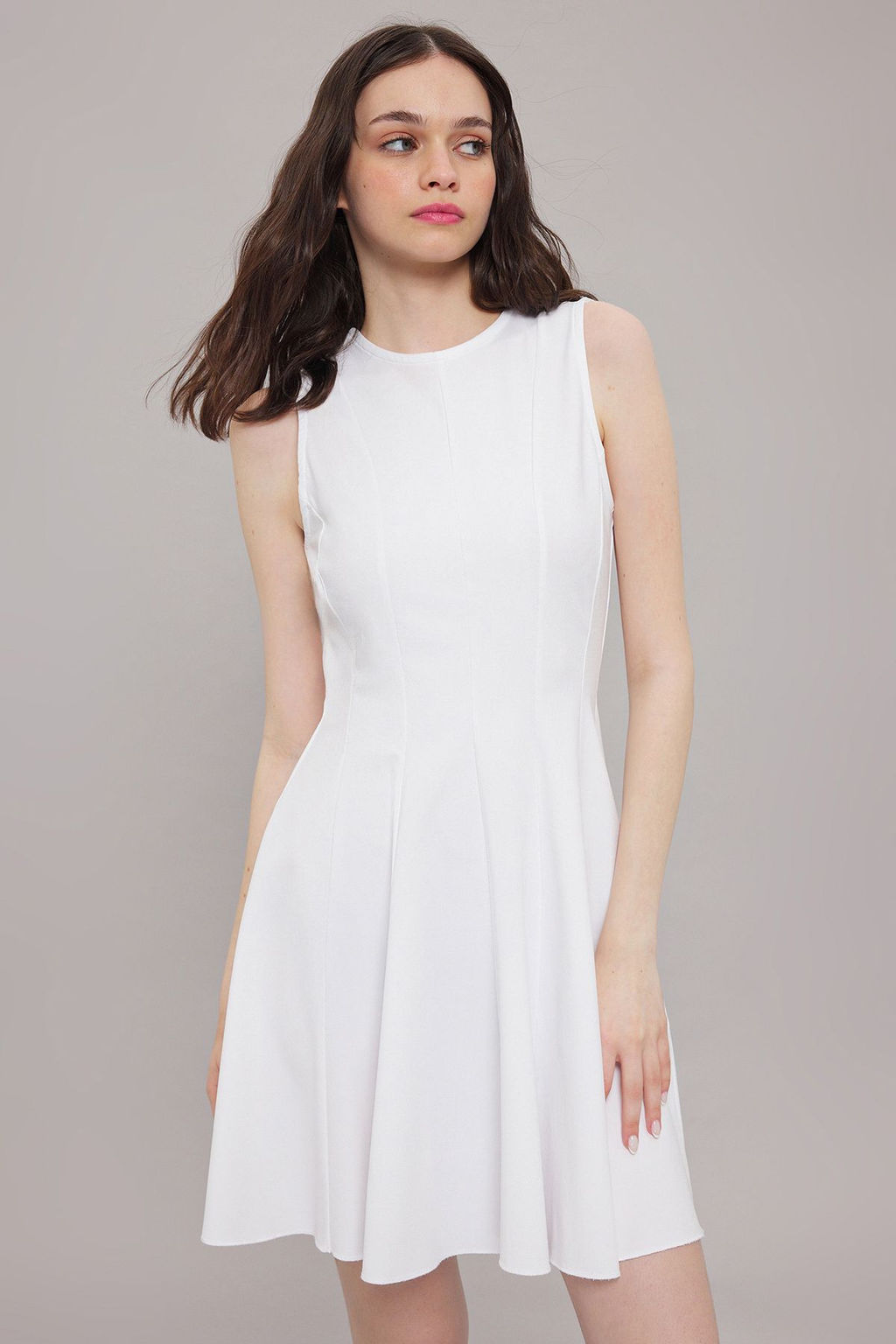 Beyaz Etegi Godeli Mini Orme Elbise TWOSS25EL00231 - Trendyolmilla фото 2