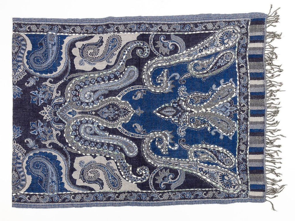 Палантин с вышивкой (шерсть вареная) в ассортименте № Тк906/92 - Ганг фото 2