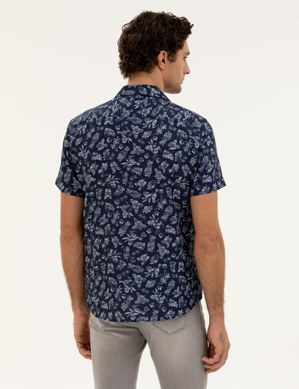 Темно-синяя рубашка стандартного кроя с коротким рукавом - Cacharel фото 5