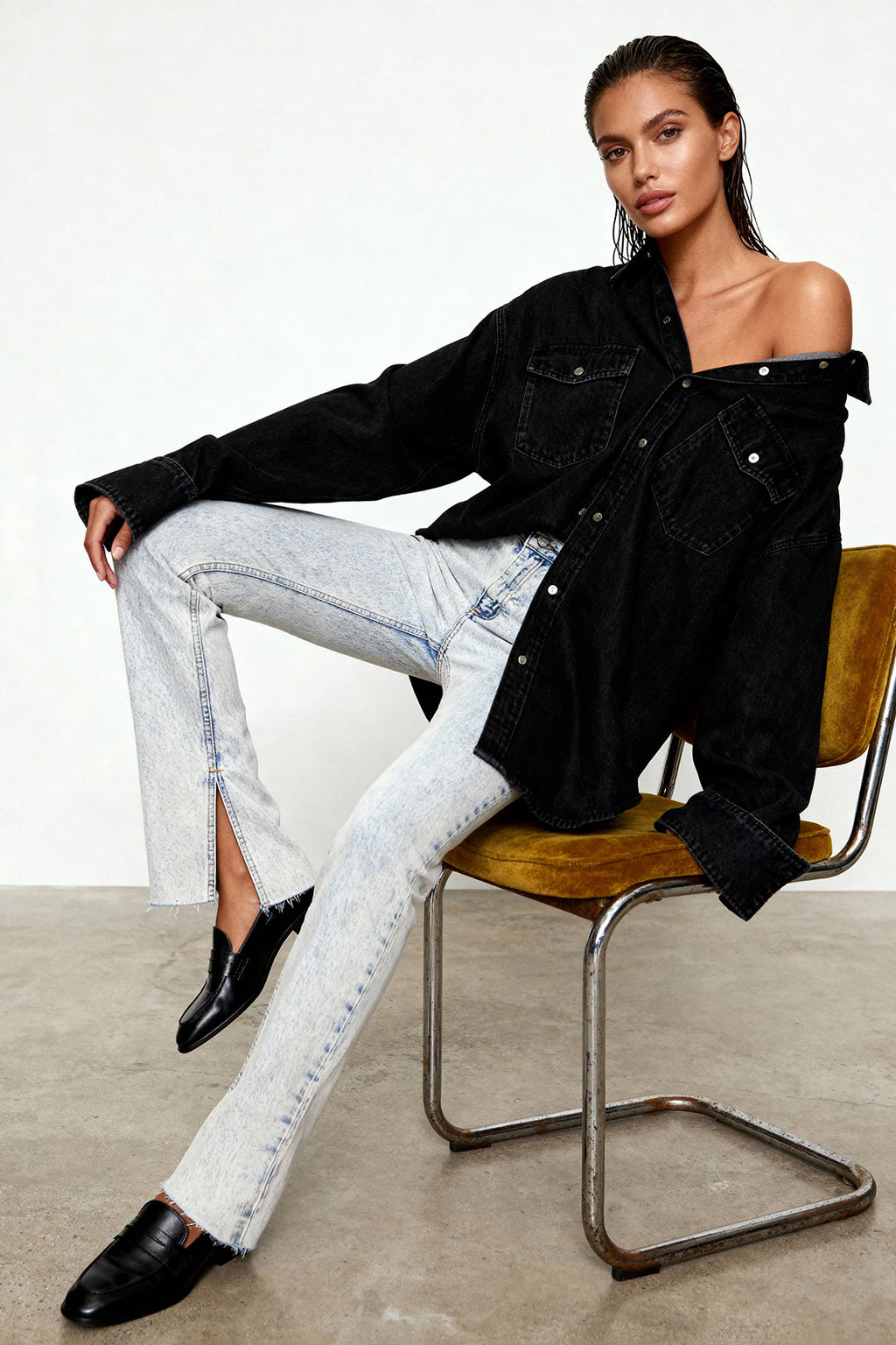 TRENDYOLMILLA Siyah Y?rtmacl? Yuksek Bel Flare Jeans TWOAW22JE0382  фото 42