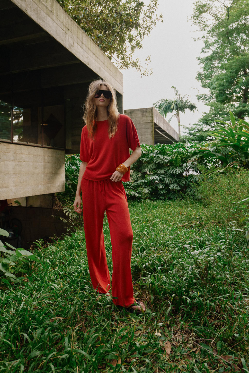 PANTAL?N R?STICO WIDE LEG / Rojo - Zara фото 5