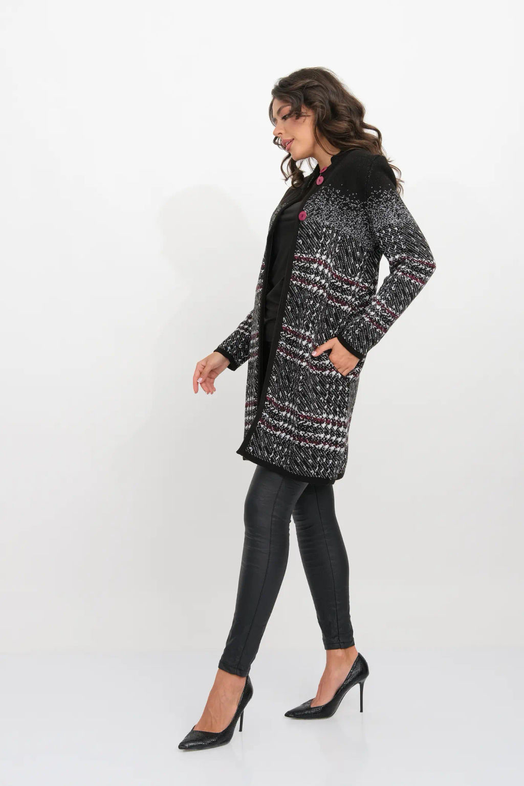 ЗЛАТА Кардиган В 1742 ст/черно-ягодный