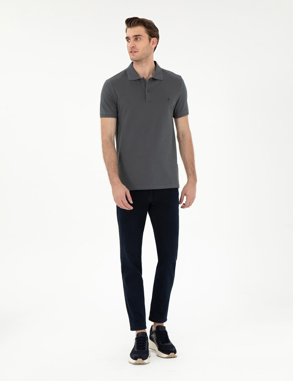 Antrasit Slim Fit Basic Ti__rt