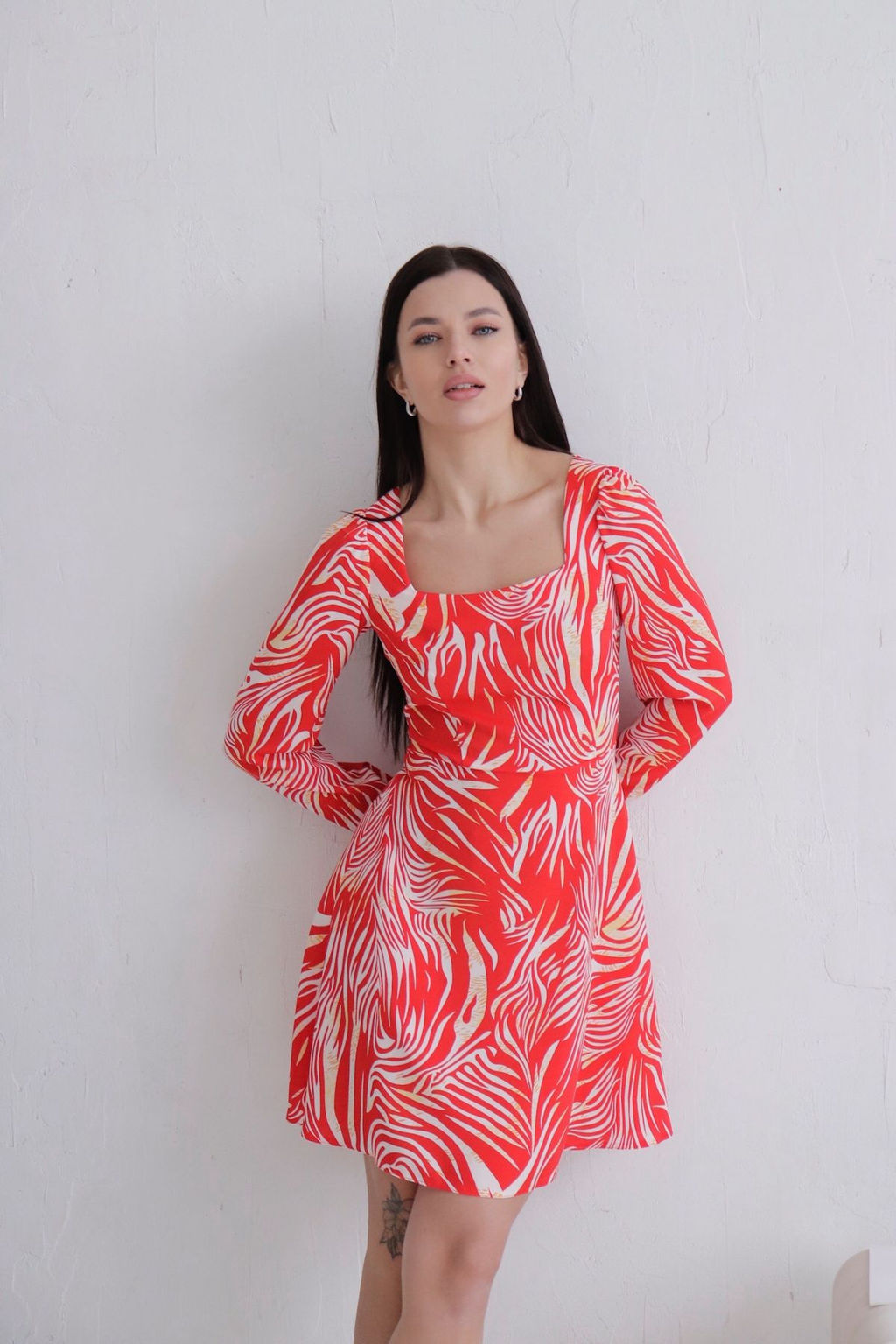 Платье с вырезом каре красное - Martichelli фото 2