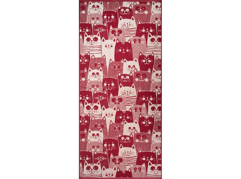 Полотенце махровое 6с102.411ж1 Мир котов (бордо) 67х150см