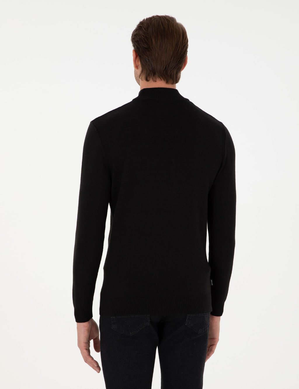 Siyah Slim Fit Yar_m Bal_k__ Yaka Triko Kazak - Pierre cardin фото 5