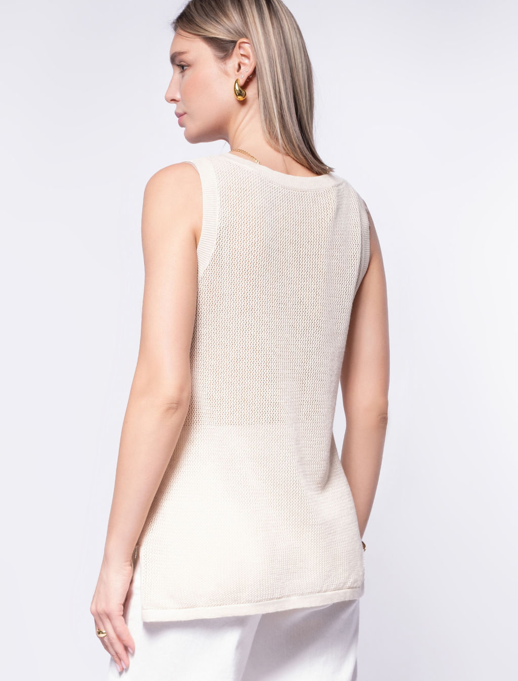 VILATTE / Летний топ полупрозрачной вязки из хлопка  фото 9