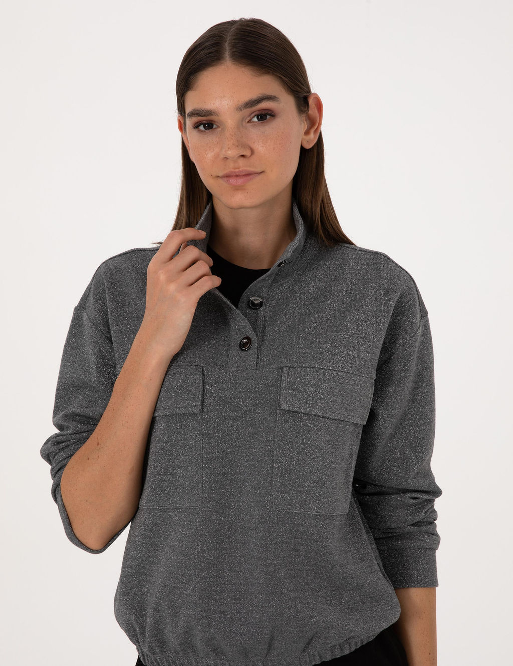 Gri Oversize Sweatshirt - Pierre cardin фото 2