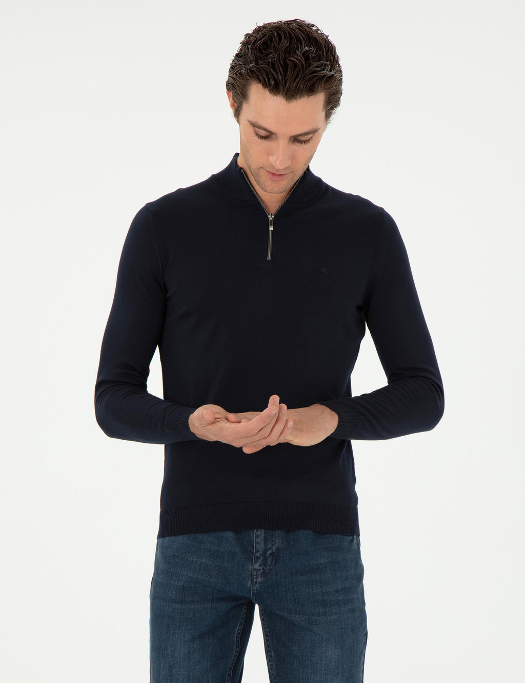 Темно-синий базовый свитер стандартной посадки - Cacharel фото 3