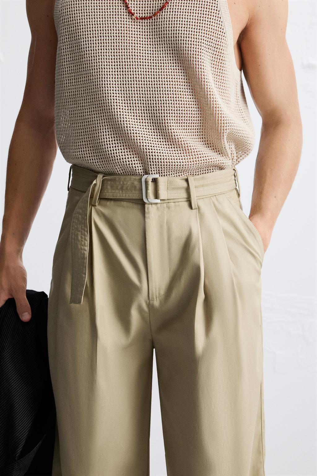 LYOCELL - COTTON TROUSERS WITH BELT - Zara фото 3