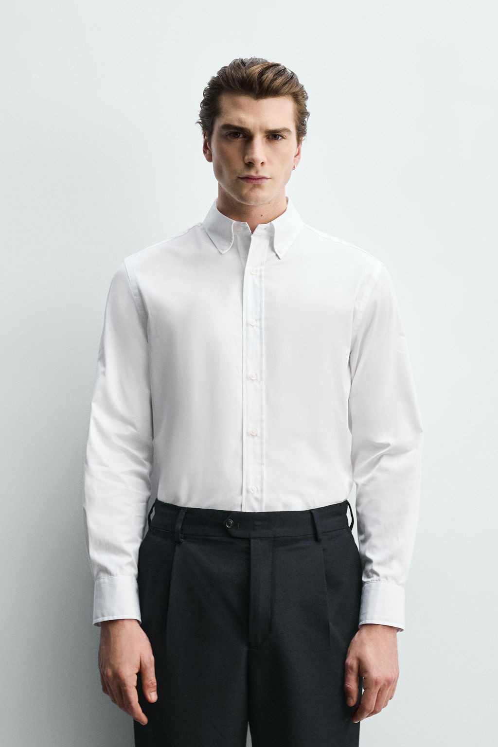 CAMISA REGULAR FIT ALGOD?N / Blanco - Zara фото 2