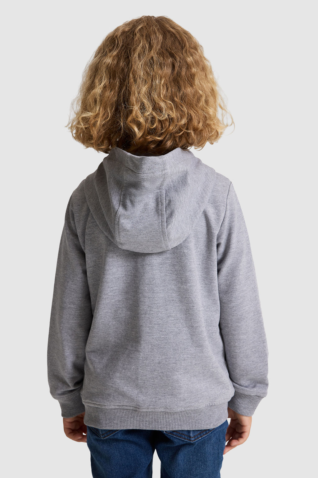 Erkek Гocuk Gri Melanj KapГЕonlu Дnce FermuarlД Basic Sweatshirt