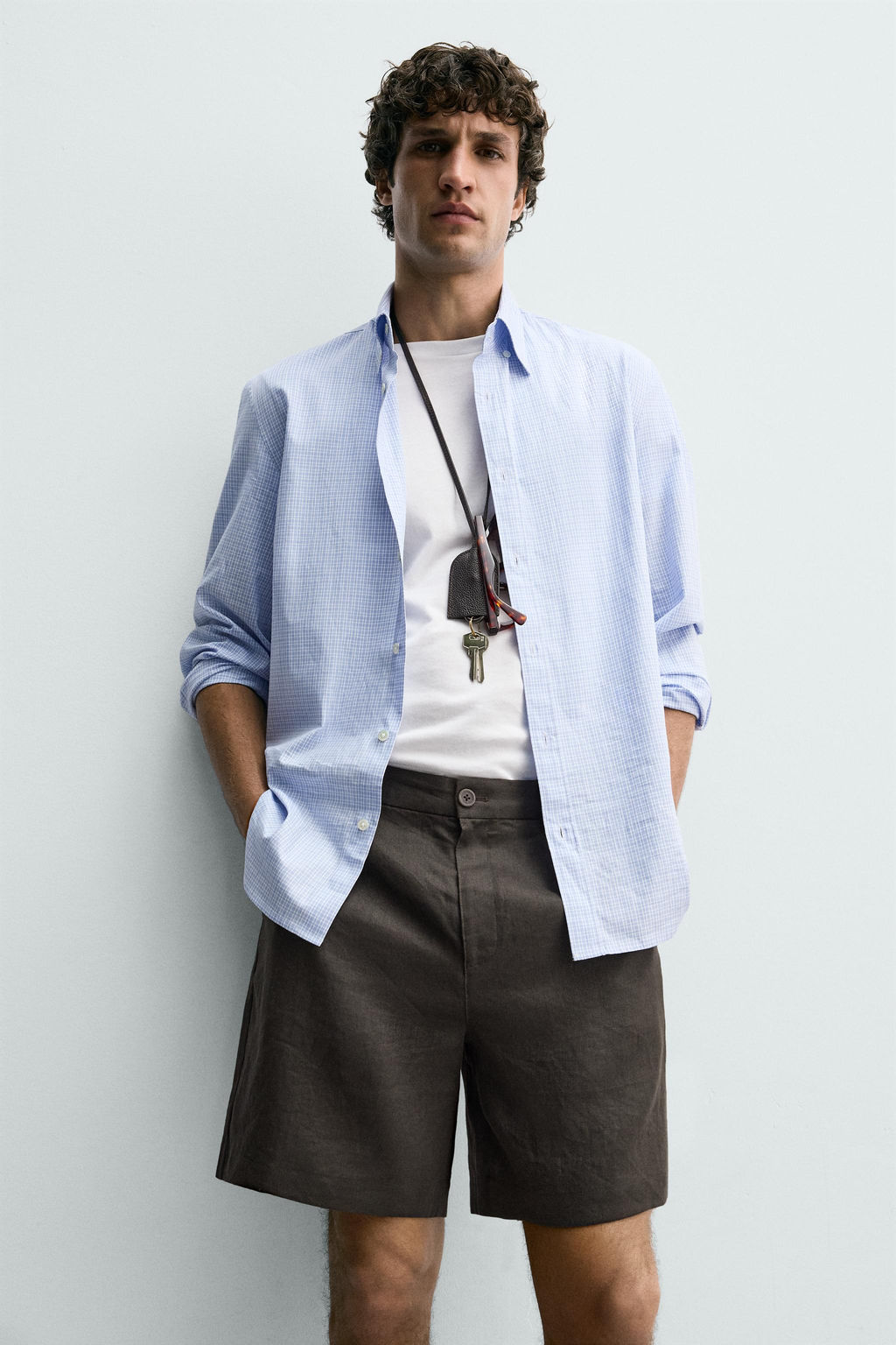 BERMUDA REGULAR FIT 100% LINO / Marr?n