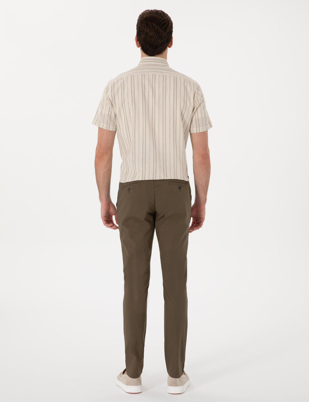 Haki Slim Fit Keten G_r_n_ml_ Kanvas Pantolon