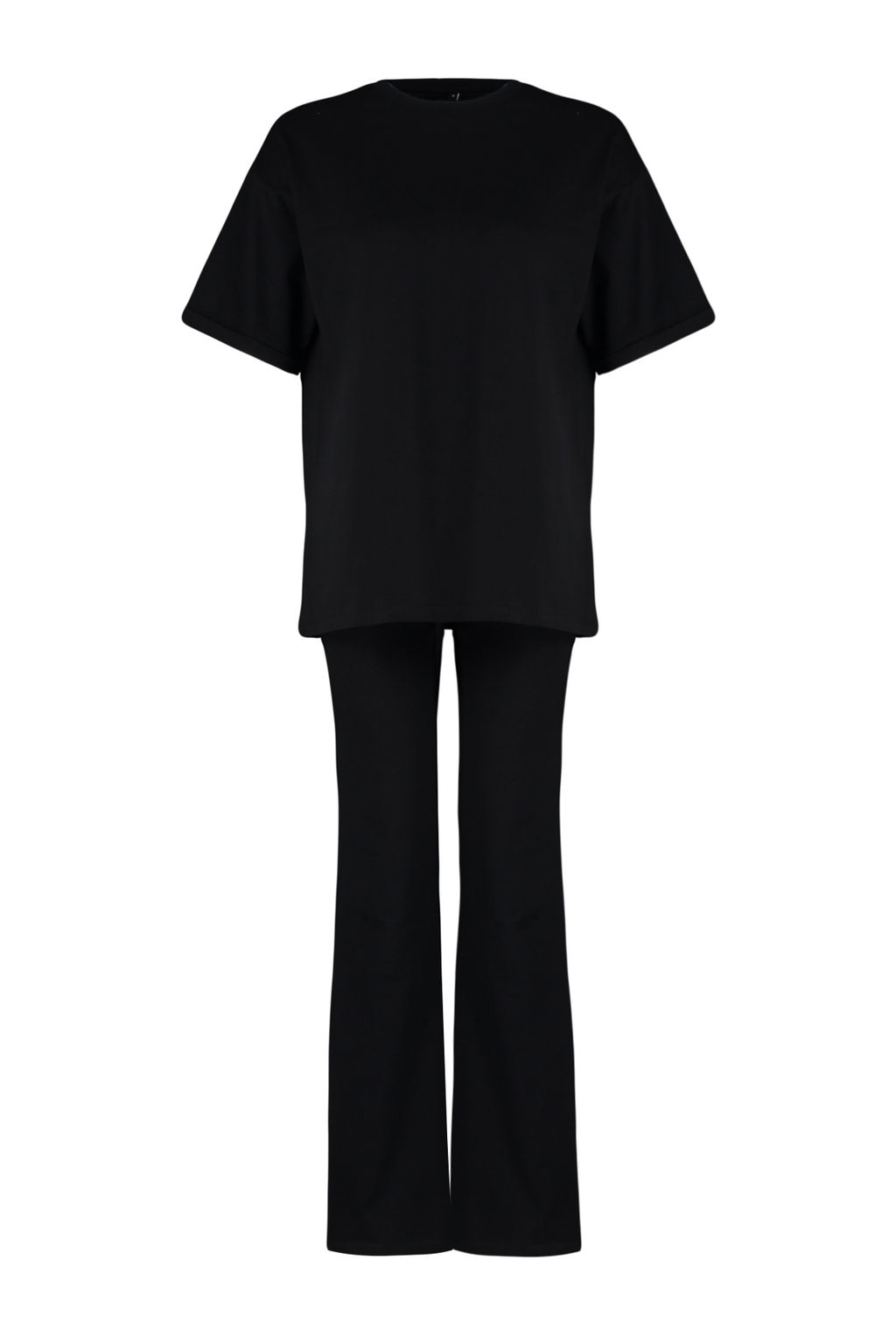 Siyah %100 Pamuk Oversize Kal?p Ispanyol Paca Orme T-shirt/Pantolon Alt-Ust Tak?m TWOSS24AU00059 - Trendyolmilla фото 7