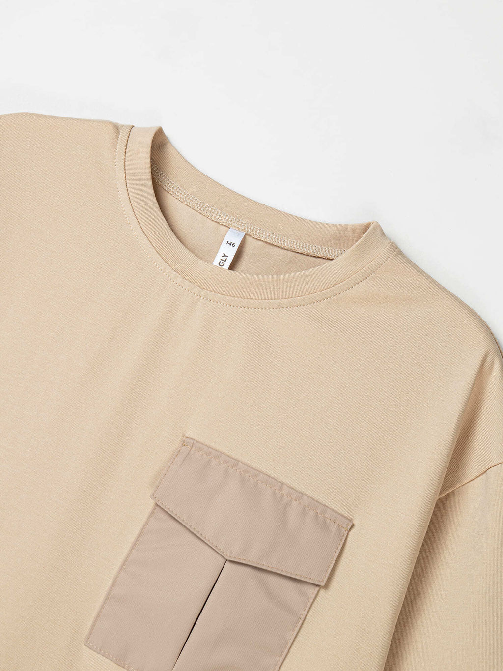 Футболка оверсайз Крем-брюле с карманом 7+ - Bungly фото 4