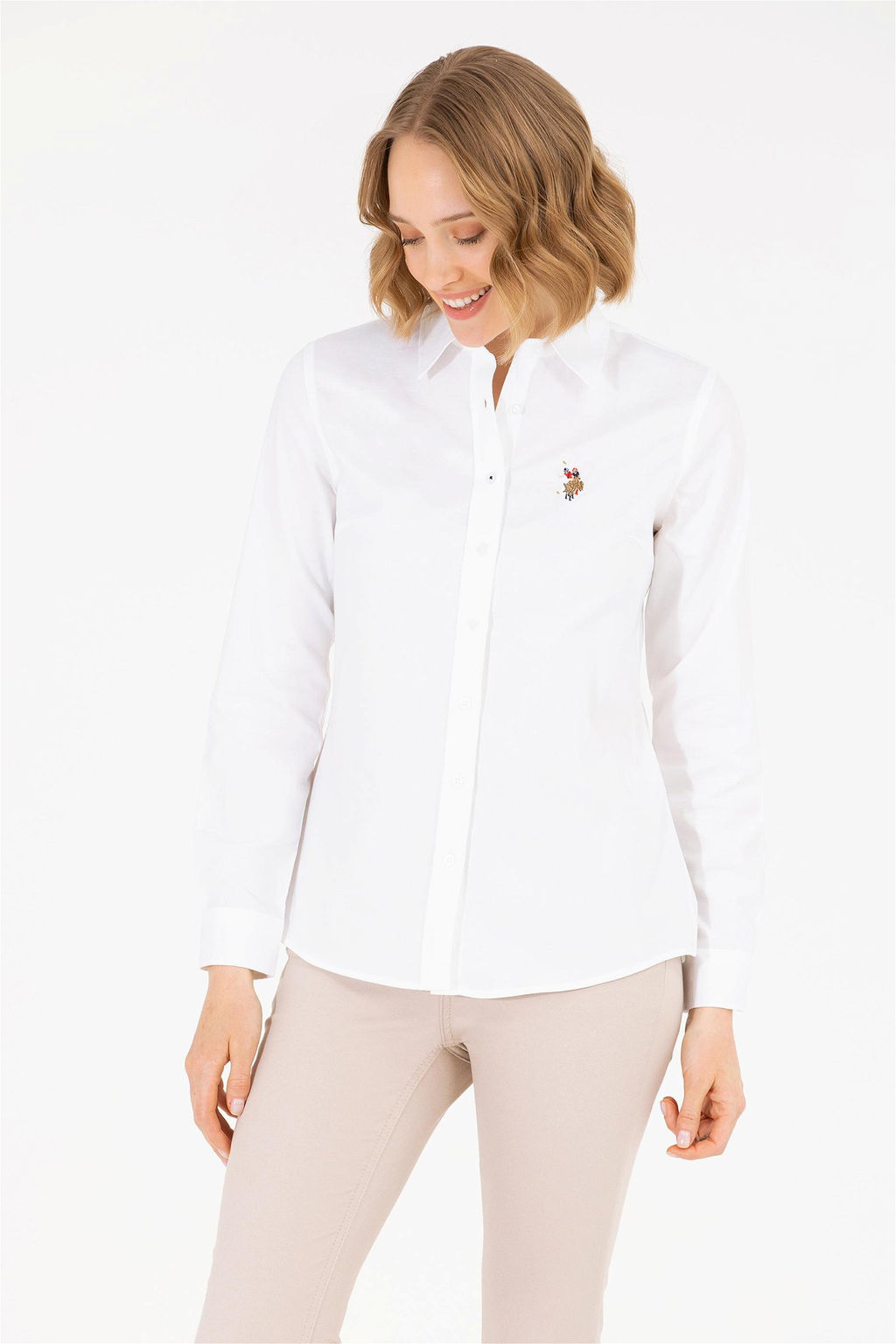 U. S. Polo Assn Женская белая базовая рубашка с длинным рукавом - U.s. polo assn фото 11