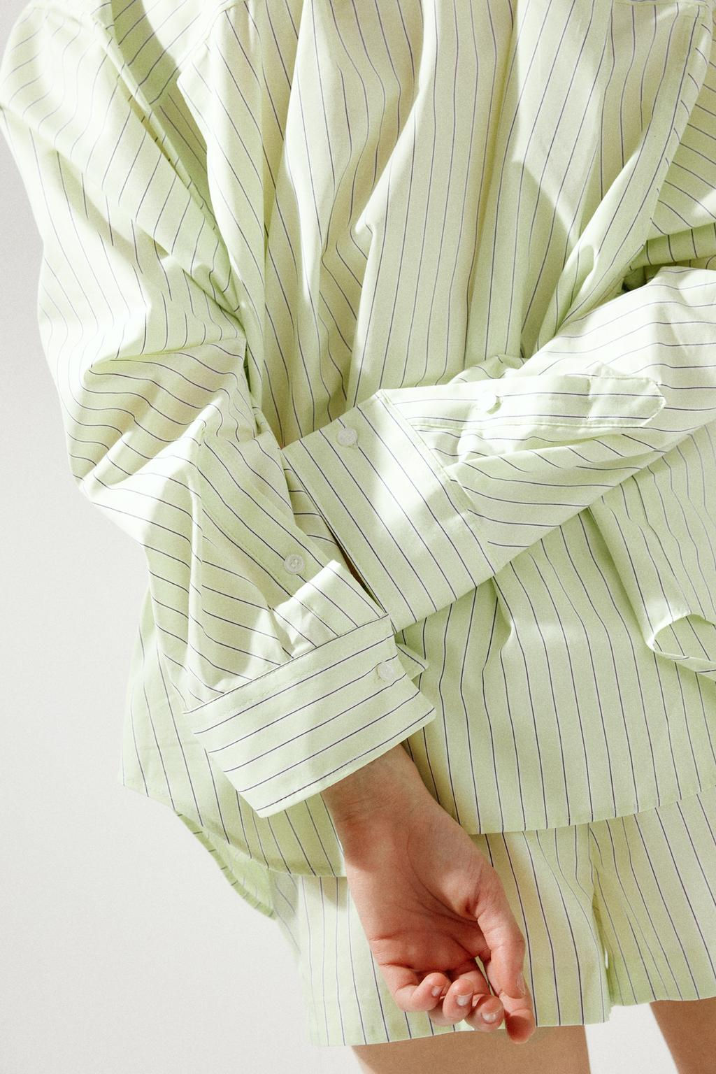OVERSIZE STRIPED POPLIN SHIRT - Zara фото 10