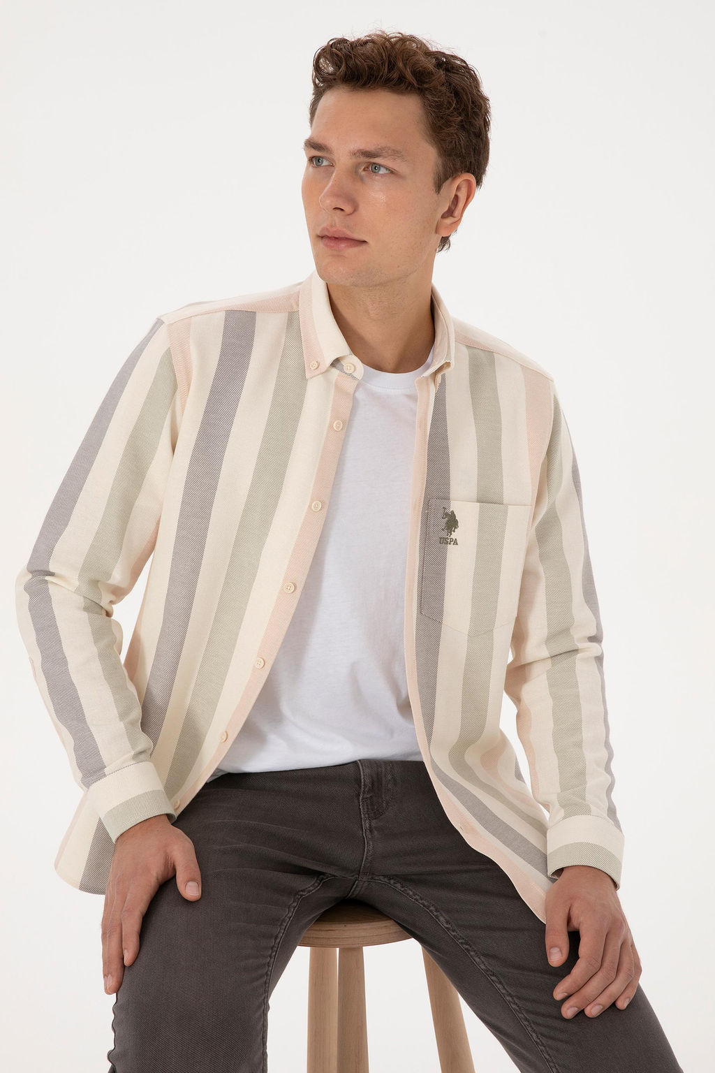 Erkek Krem Uzun Kollu _izgili G_mlek - U.s. polo assn фото 3