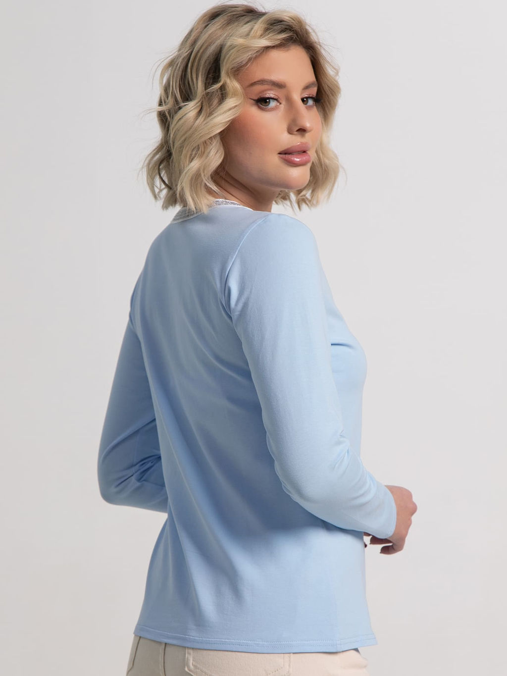 Блуза с кантом Либерти (голубая) Б15264-50М - Lt collection фото 3