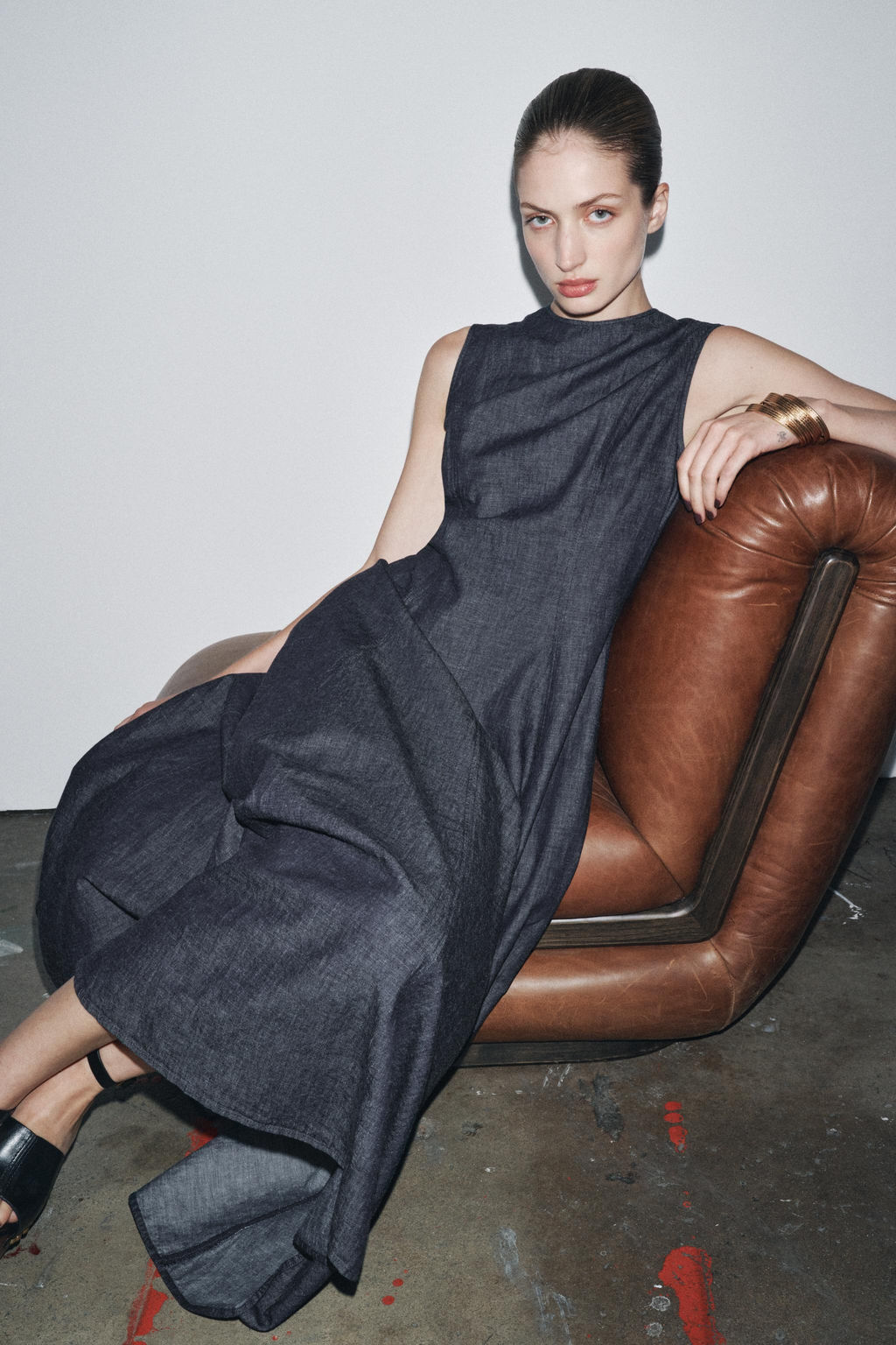 ZW COLLECTION DENIM MIDI DRESS - Zara фото 5
