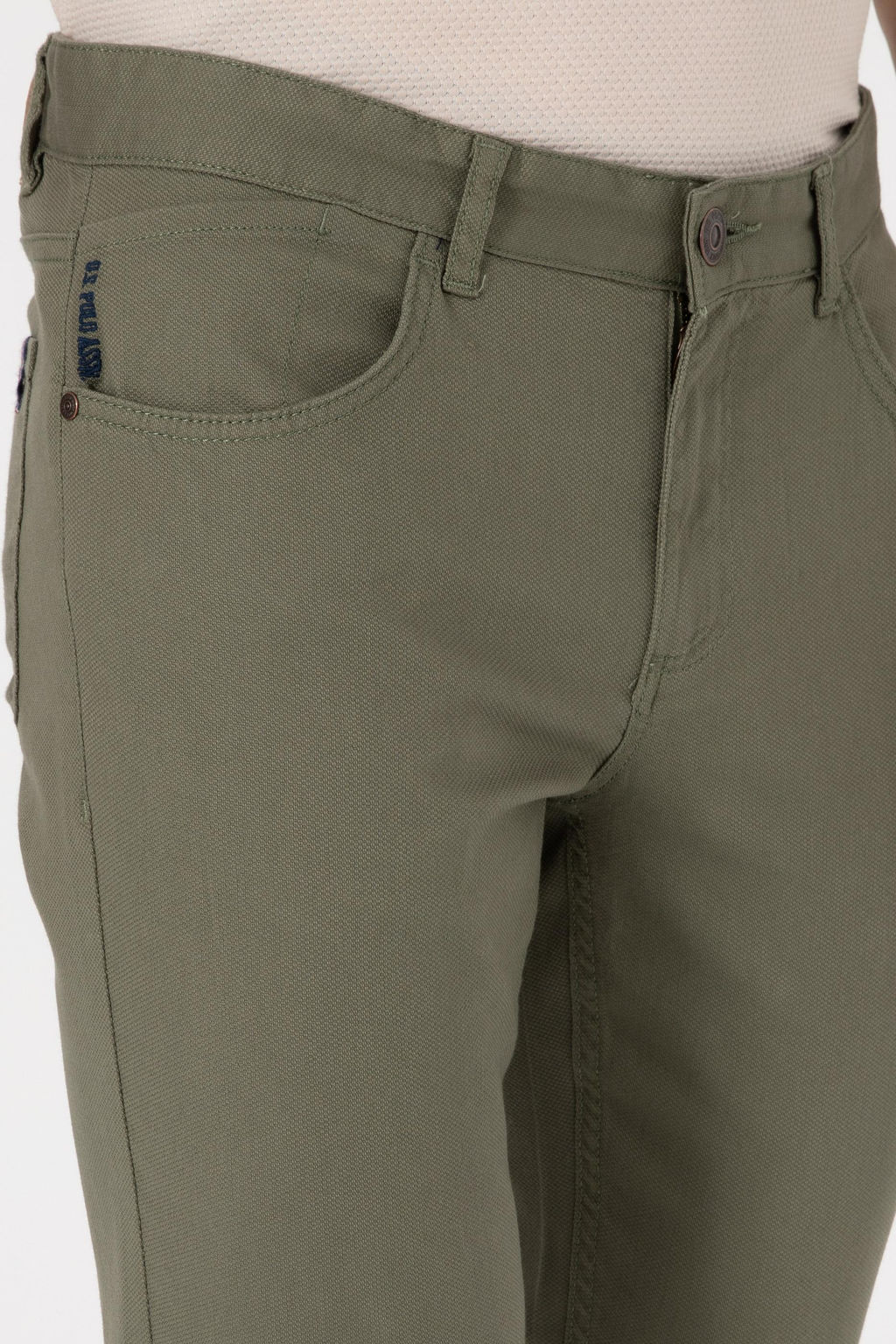 Erkek Koyu Haki Slim Fit Kanvas Pantolon