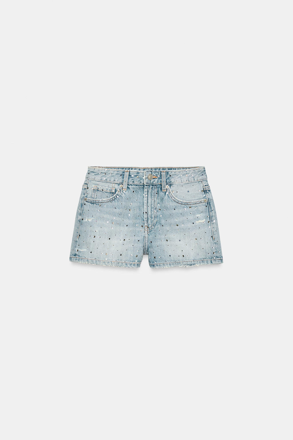 SHORTS DENIM TRF TIRO MEDIO BRILLOS / Azul claro - Zara фото 5