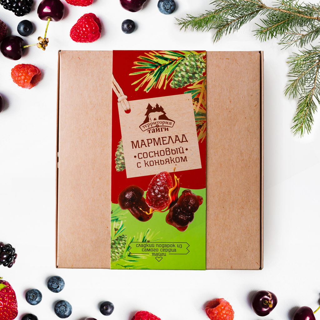 Мармелад сосновый с коньяком флоу-пак крафт-коробка 250г