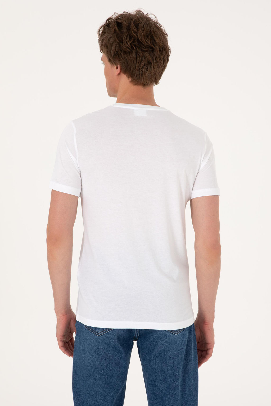 Erkek Slim Fit V Yaka Beyaz Basic Ti__rt Sepette S_rpriz _ndirim - U.s. polo assn фото 5