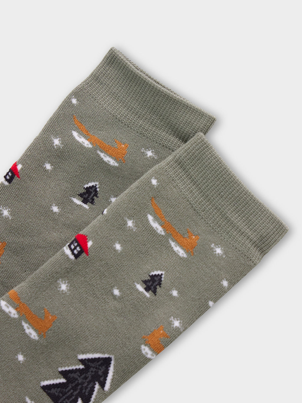 Цена за 5 пар! Носки детские хаки с новогодним узором - Mark formelle фото 5