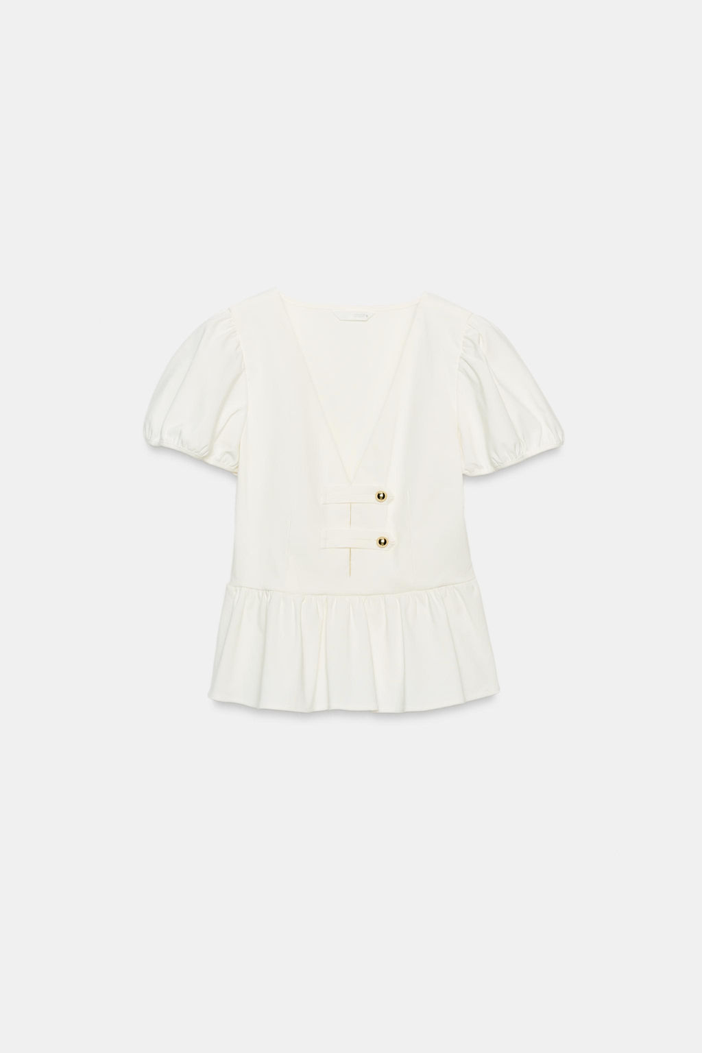 TOP PEPLUM CON BOTONES DORADOS / Blanco roto
