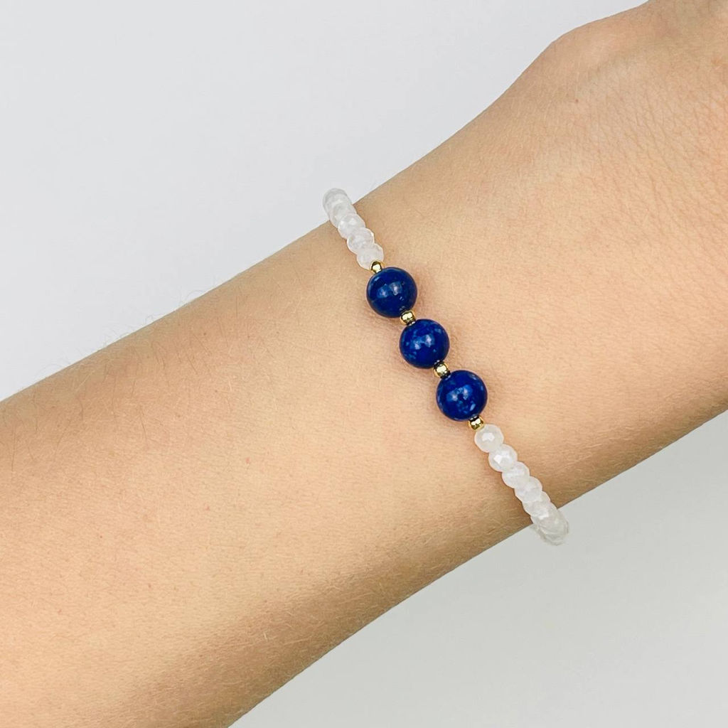 Браслет из Лунного камня и Лазурита
