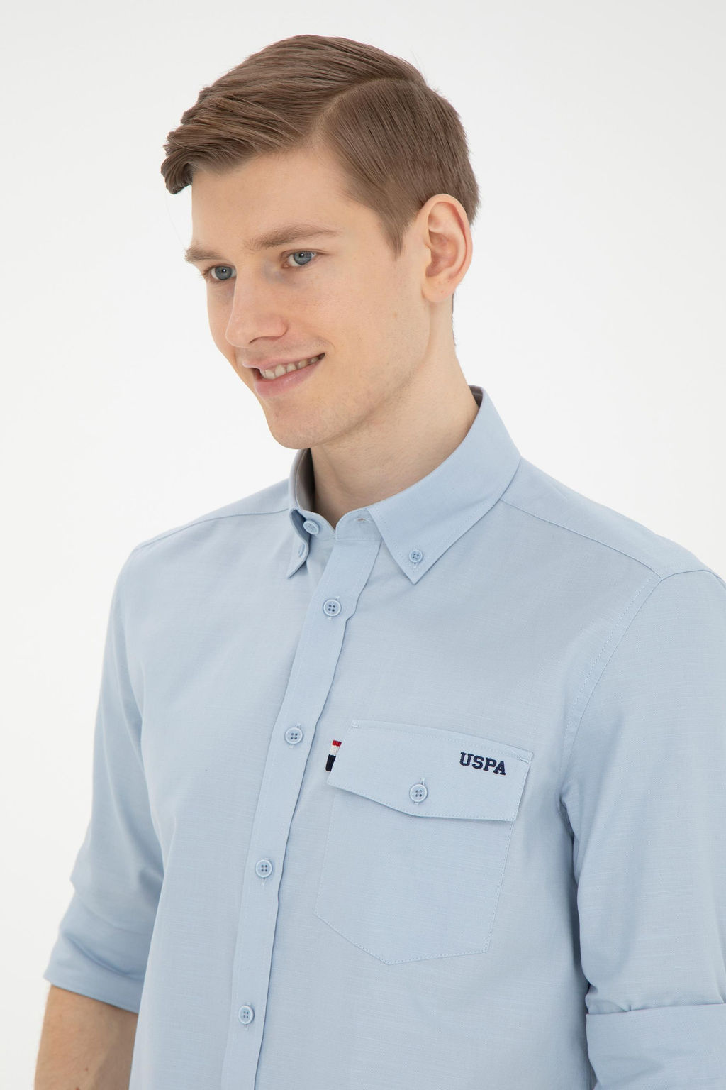 Мужская голубая рубашка с длинным рукавом - U.s. polo assn фото 9