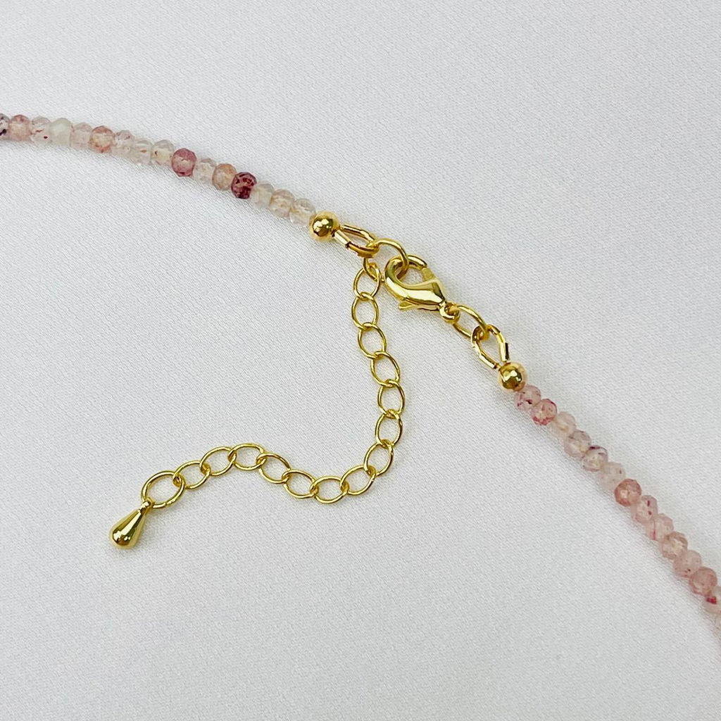 Чокер из Клубничного кварца и Граната 38 см +