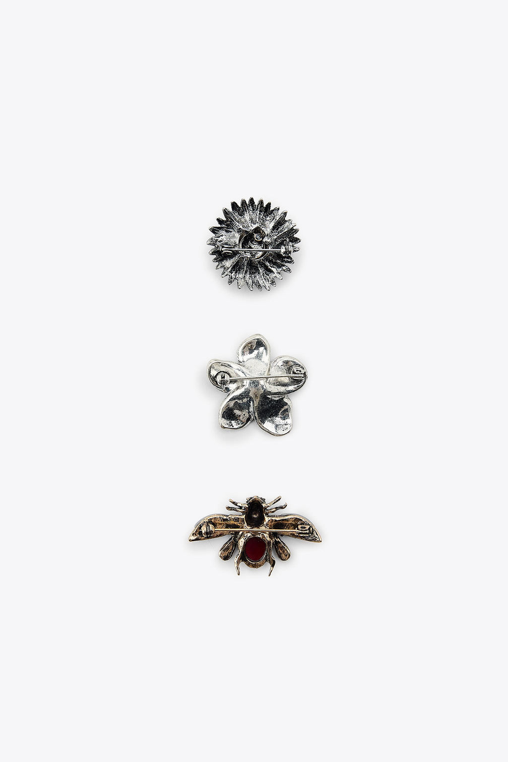PACK OF 3 METAL BROOCHES: FLOWER AND BEE - Zara фото 4