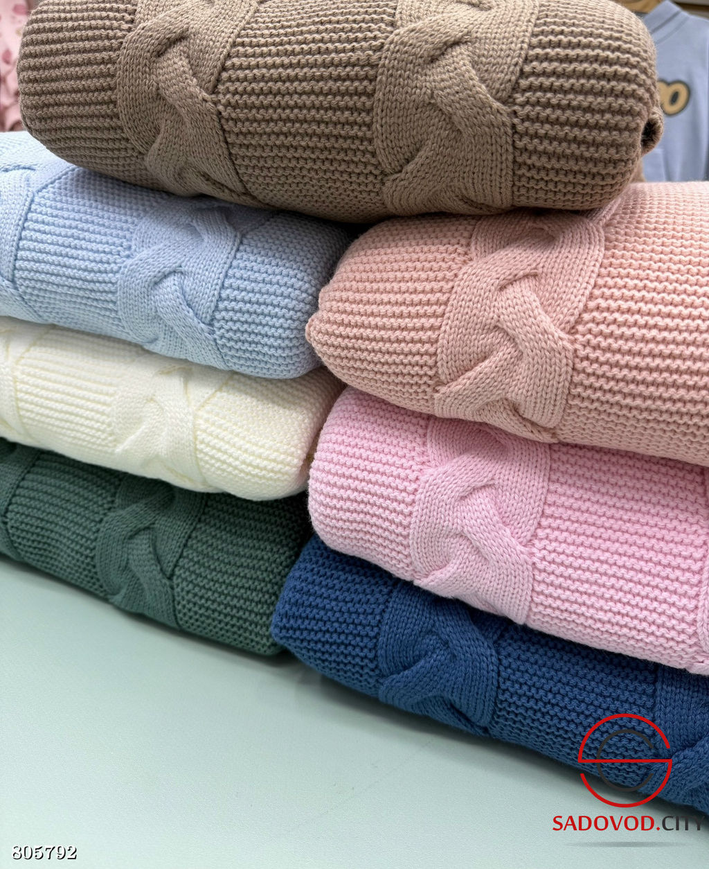 Вязаный плед на велсофте 100x110 см. - Bruno фото 13