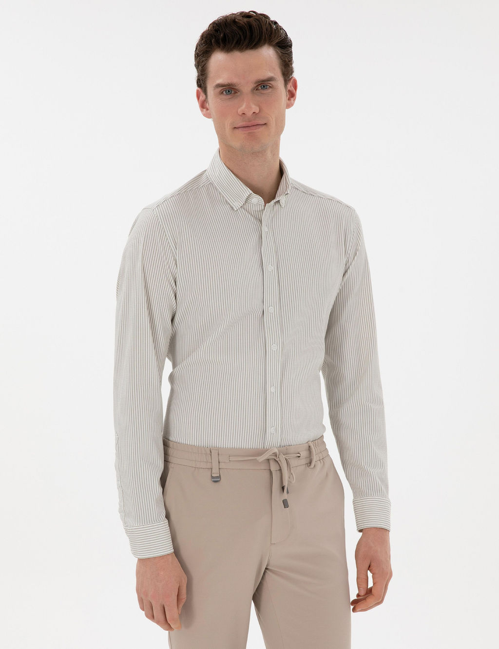 _a_la Slim Fit _izgili Uzun Kollu G_mlek