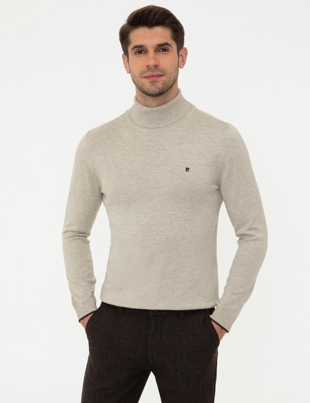 Kum Melanj Slim Fit Bal_k__ Yaka Basic Triko Kazak - Pierre cardin фото 3
