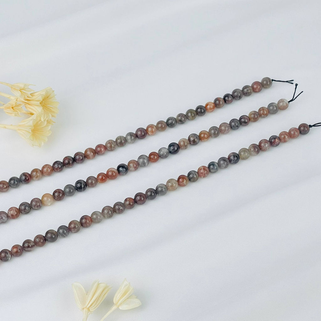 Бусины для украшений из Лунного и Солнечного камня (54 бусины) 38 см