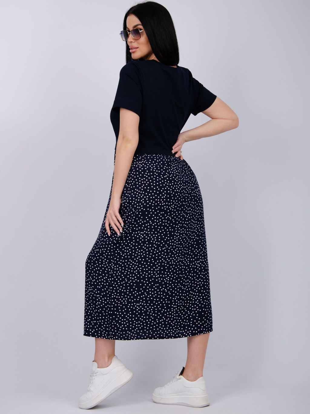 Платье "Виттория 2" синий, вискоза/кулирка (М)