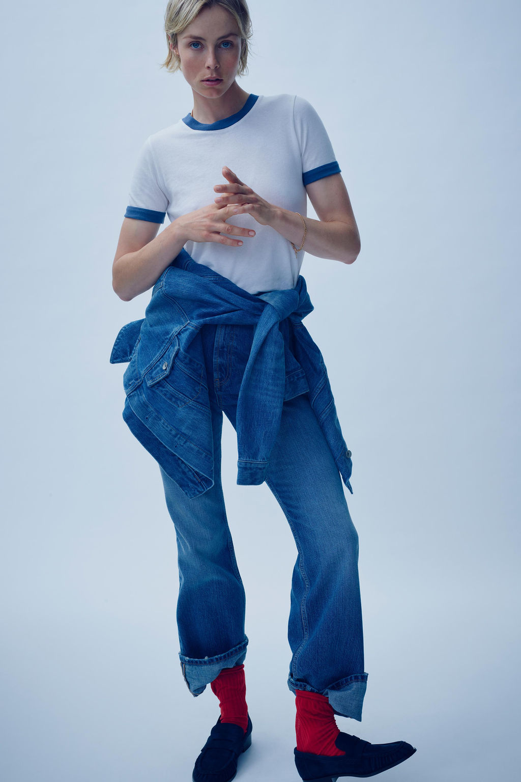 WASHED-EFFECT RIBBED T-SHIRT