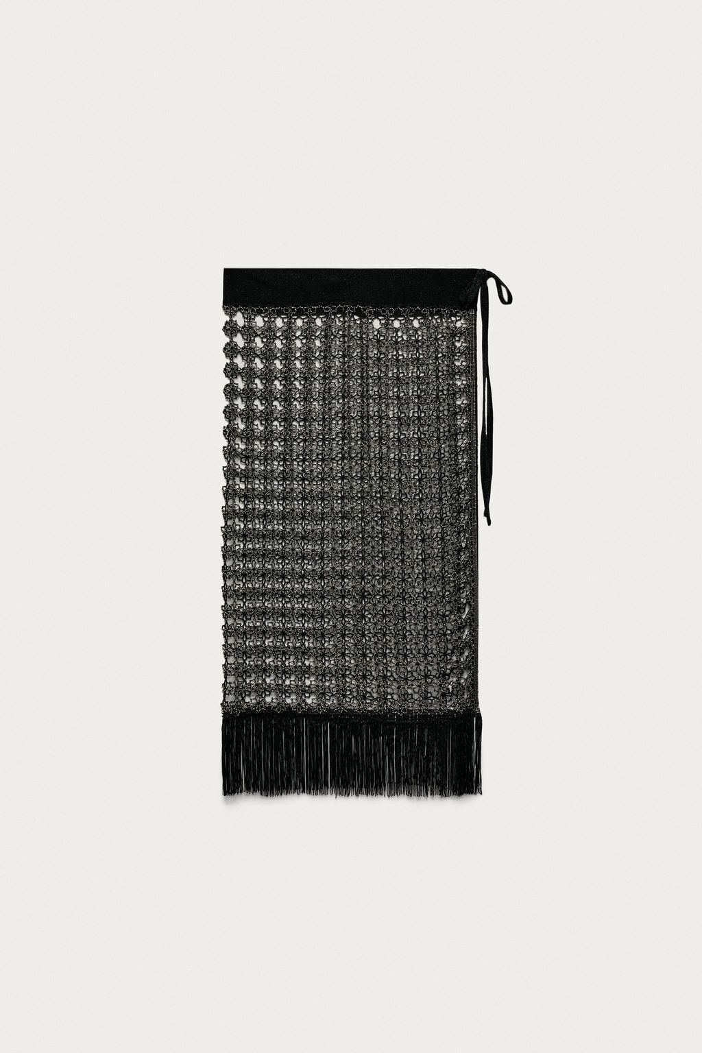 PAREO CALADOS ABALORIOS FLECOS MARISA BERENSON X ZARA / Negro  фото 2