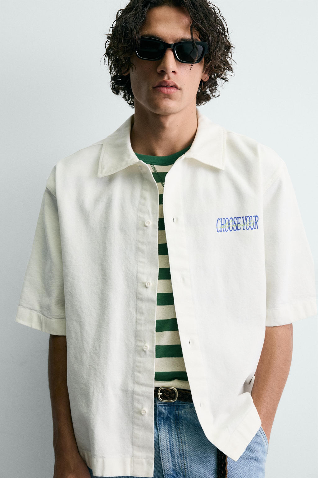 CAMISA LAVADA ESTAMPADO COMBINADO / Blanco - Zara фото 5