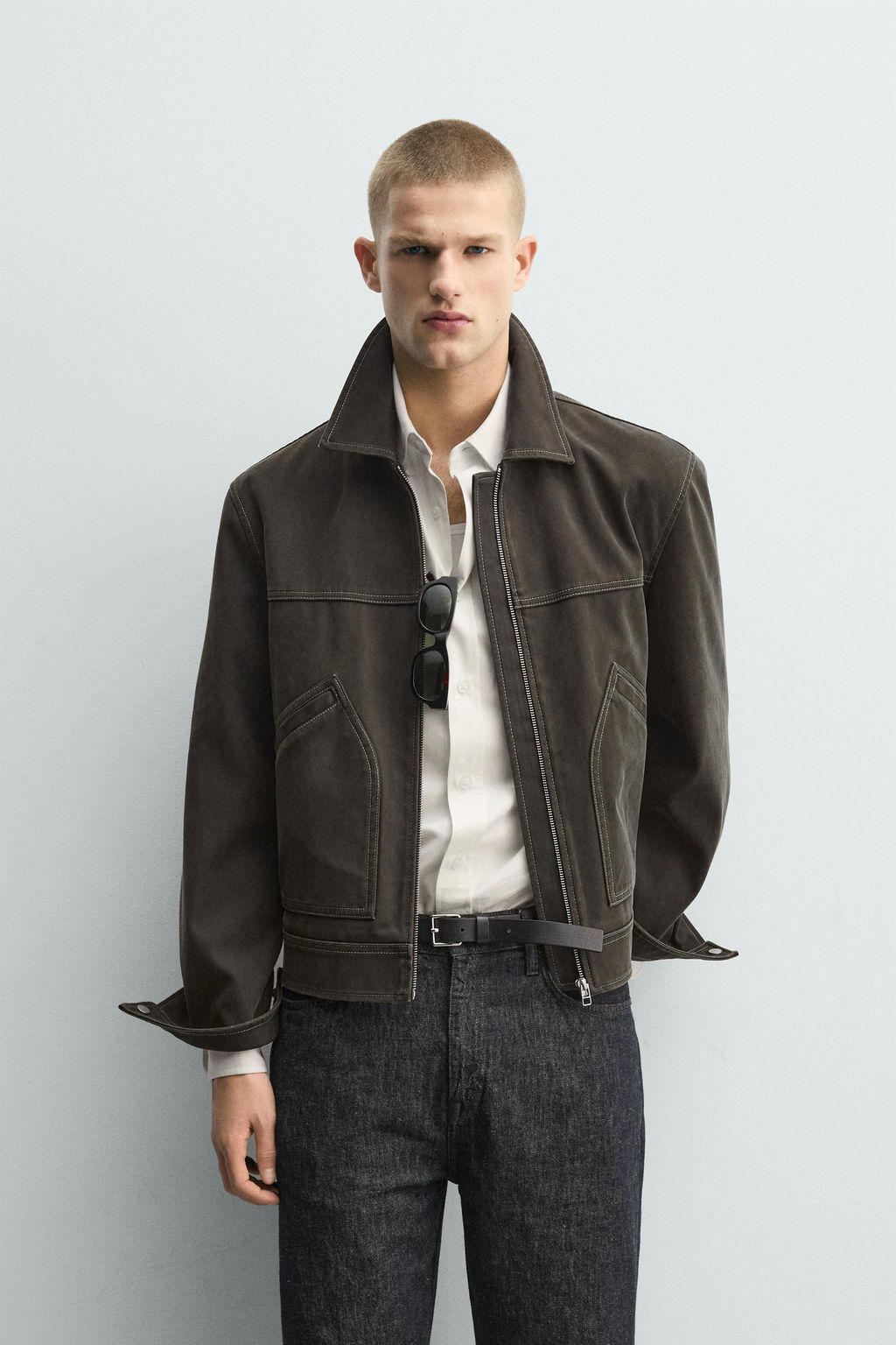 CAZADORA EFECTO LAVADO PESPUNTES / Marr?n - Zara фото 2