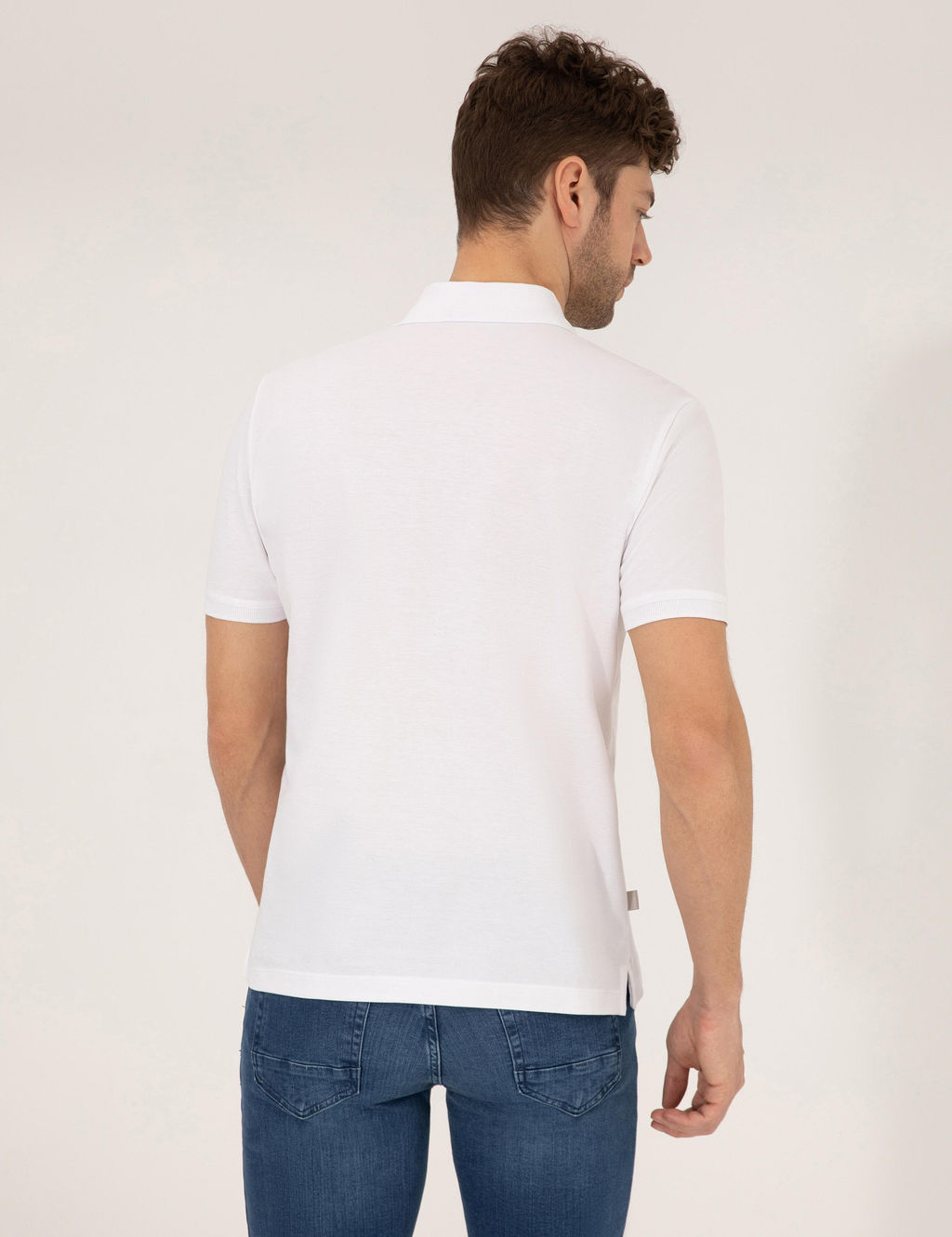 Beyaz Regular Fit Polo Yaka Basic Ti__rt