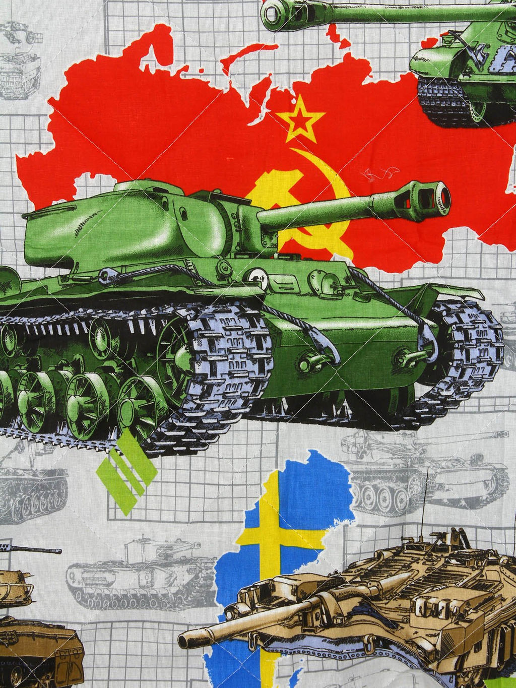 Покрывало детское из бязи - Танки 150х215