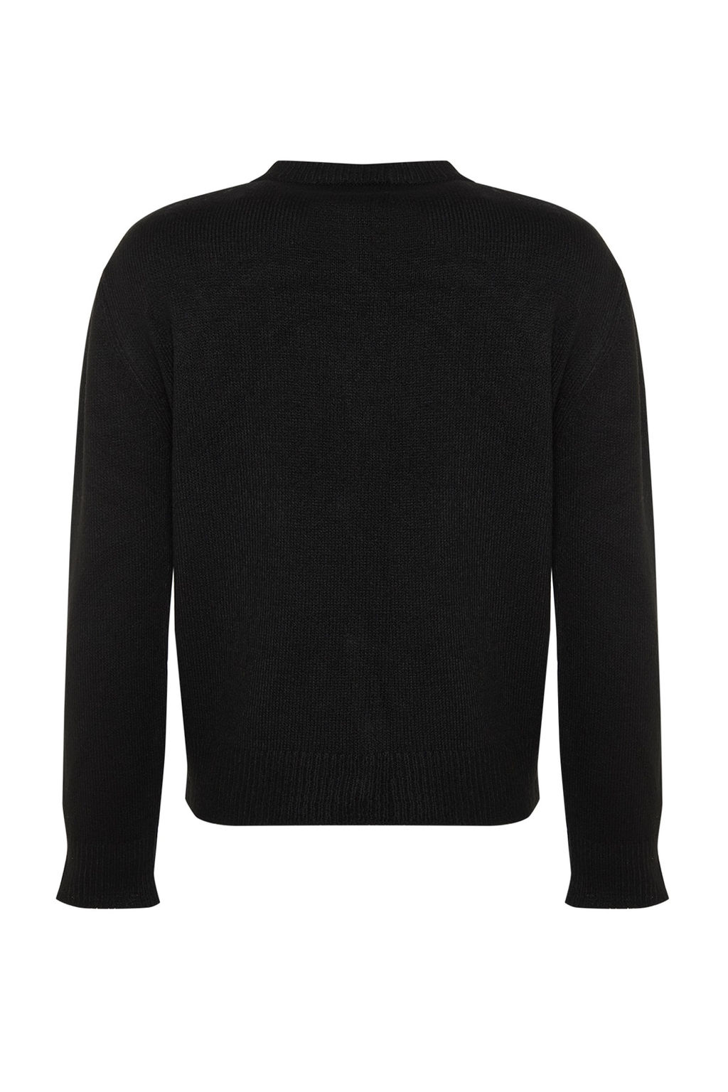 Siyah Yumusak Dokulu Mucevher Dugmeli Ceket Gorunumlu Triko H?rka TWOAW22HI0044