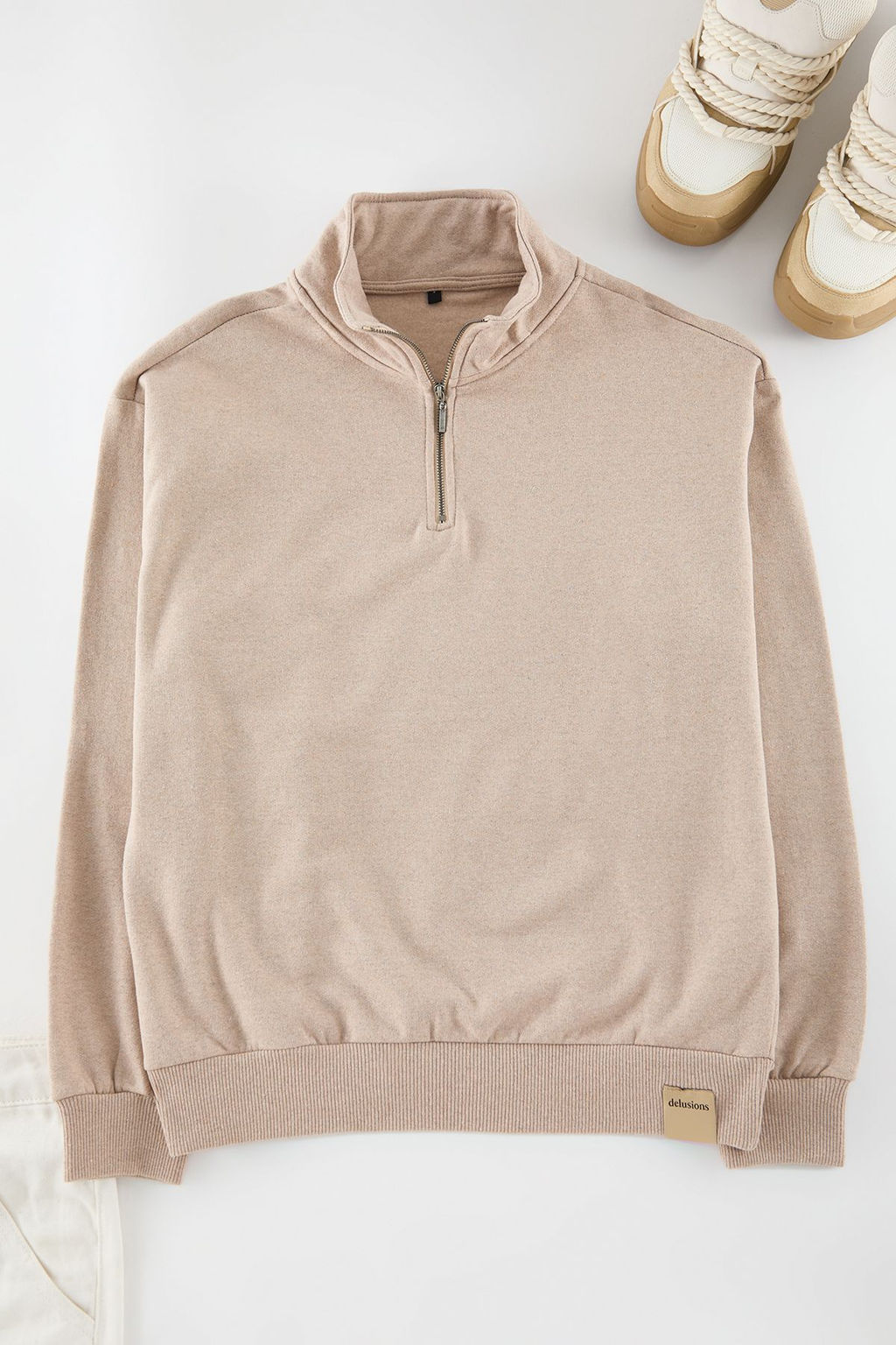 TRENDYOL MAN Lacivert Oversize/Genis Kesim Dik Yaka Fermuarl? Etiketli Ici Polarl? Sweatshirt TMNAW25SW00168 - Trendyolmilla фото 2