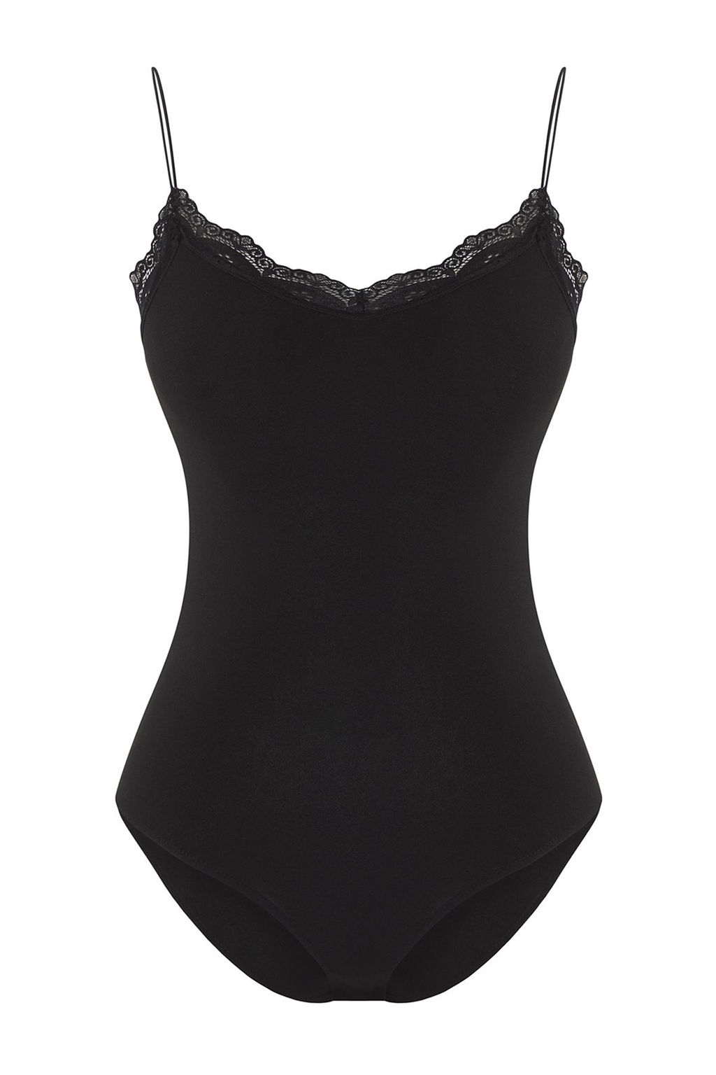 Siyah Dantel Detayl? Fitted/Vucuda Oturan Alttan C?tc?tl? Esnek Orme Body TWOSS25BD00008
